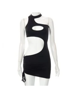 Sexy Cut Out Ruched Sleeveless Bodycon Mini Dress -BreezeWear Store P 20230209104726664 734