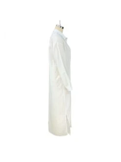 Cotton Linen Plain Button Up Half Sleeve Shirt Dress 11 Cotton Linen Plain Button Up Half Sleeve Shirt Dress -BreezeWear Store P 20230210144850570 839