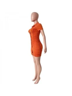 Light Brown Women's Short Sleeve Short Dress -BreezeWear Store P 20230213170924454 657