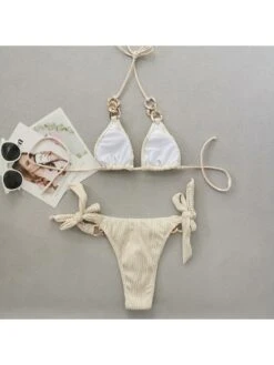 White Halter Backless Women's Bikini Swimsuit 12 White Halter Backless Women's Bikini Swimsuit -BreezeWear Store P 20230215093218940 335