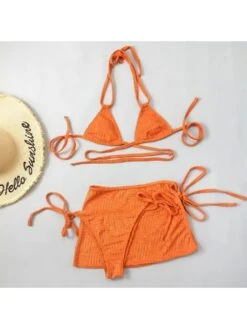 Sexy Halter Backless Sleeveless Orange Bikini Swimsuit -BreezeWear Store P 20230224135825742 957