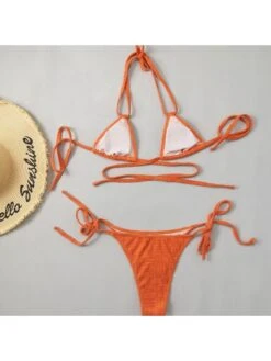 Sexy Halter Backless Sleeveless Orange Bikini Swimsuit -BreezeWear Store P 20230224135828091 509
