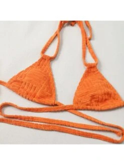 Sexy Halter Backless Sleeveless Orange Bikini Swimsuit -BreezeWear Store P 20230224135835049 343