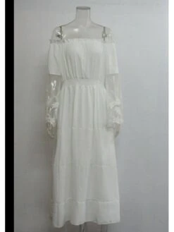 Sexy Summer Lace Off Shoulder Long Sleeve Maxi Dress -BreezeWear Store P 20230320093026452 710