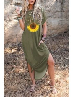 Casual Loose Printing Women's Short Sleeve Dress