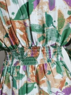 Vacation Floral Drawstring Short Sleeve Maxi Dress -BreezeWear Store P 20230503145842964 324