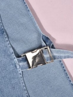 Designer Turtle Neck Blue Denim Sleeveless Dress -BreezeWear Store P 20230525100517585 237