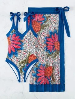 Blue Printed One Piece Swimsuit Sets For Women 10 Blue Printed One Piece Swimsuit Sets For Women -BreezeWear Store P 20230526191228852 986