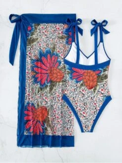 Blue Printed One Piece Swimsuit Sets For Women 11 Blue Printed One Piece Swimsuit Sets For Women -BreezeWear Store P 20230526191231518 419