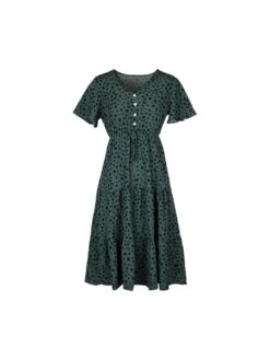 V-Neck Leopard Print Blackish Green Casual Dress 13 V-Neck Leopard Print Blackish Green Casual Dress -BreezeWear Store P 20230527194028260 711