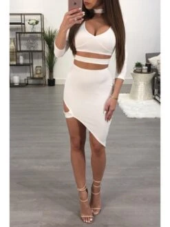 Women's Pure Color Hollow Out Commuting Dress