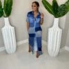 Casual Blue Contrast Color Button Shirt Dress -BreezeWear Store P 20230606205922890 181