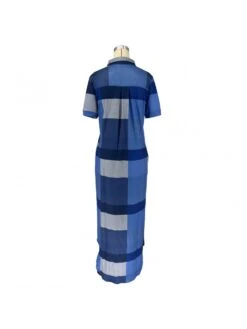 Casual Blue Contrast Color Button Shirt Dress -BreezeWear Store P 20230606205935883 668