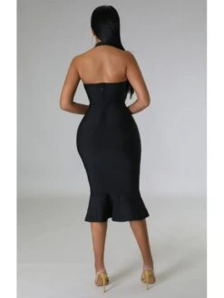 Halter Backless Solid Sleeveless Dress -BreezeWear Store P 20230612102603437 871