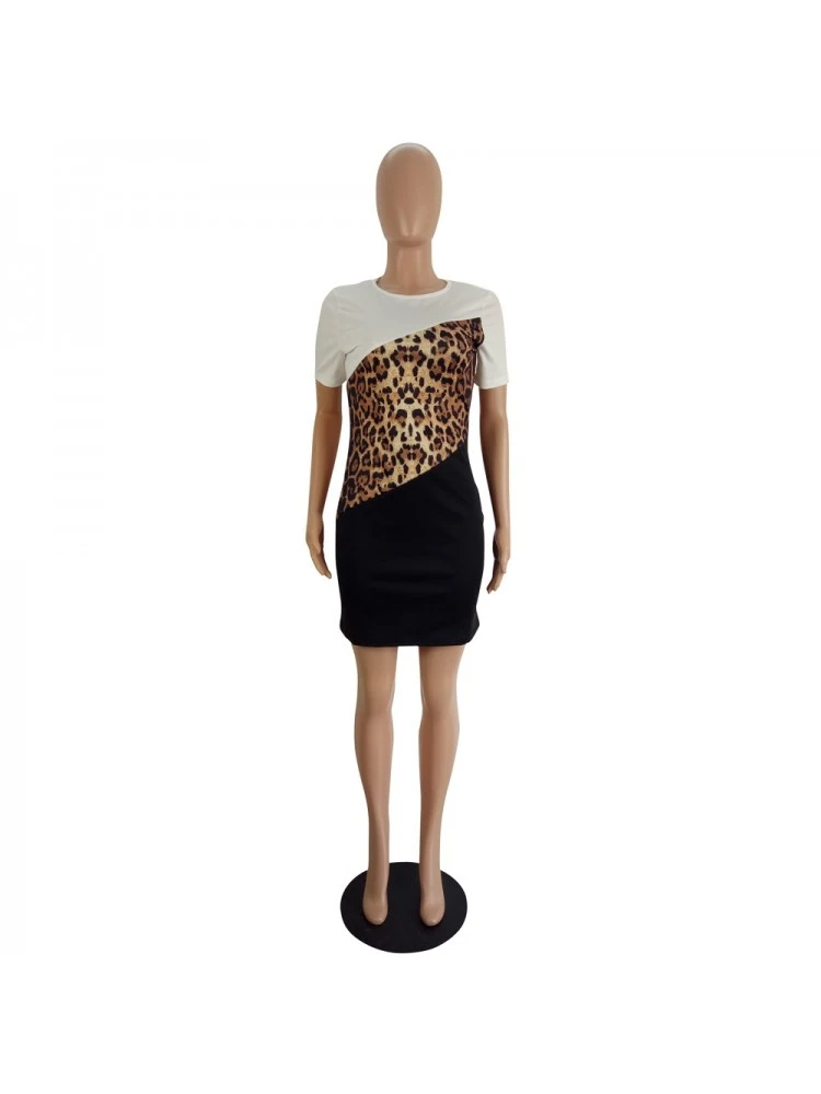 Casual Leopard Print Short Sleeve Dress 4 Casual Leopard Print Short Sleeve Dress - Image 2