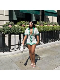 White Crochet Striped Short Sleeve Dress