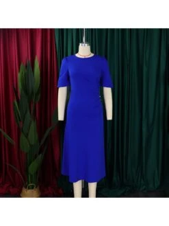 Women's Casual Ruched Patchwork Pure Color Dress -BreezeWear Store P 20230728120112253 224