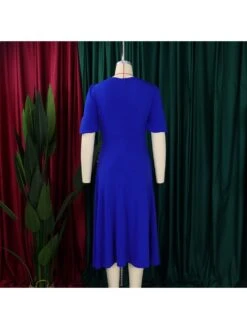 Women's Casual Ruched Patchwork Pure Color Dress -BreezeWear Store P 20230728120116919 682