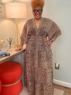 Fashion Plus Size Leopard Short Sleeve Dress