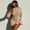 Khaki Gauze Long Sleeve Dress