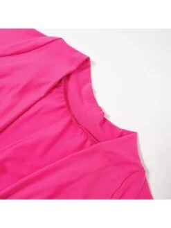 Rose Red Patchwork Short Sleeve Dress -BreezeWear Store P 20230803104805491 464