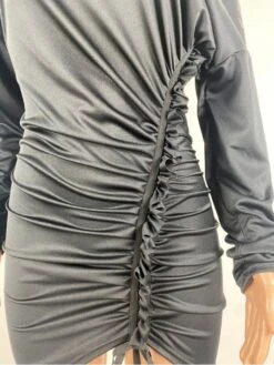 Fall Black Ruched One Shouler Short Dress -BreezeWear Store P 20230911114734494 885