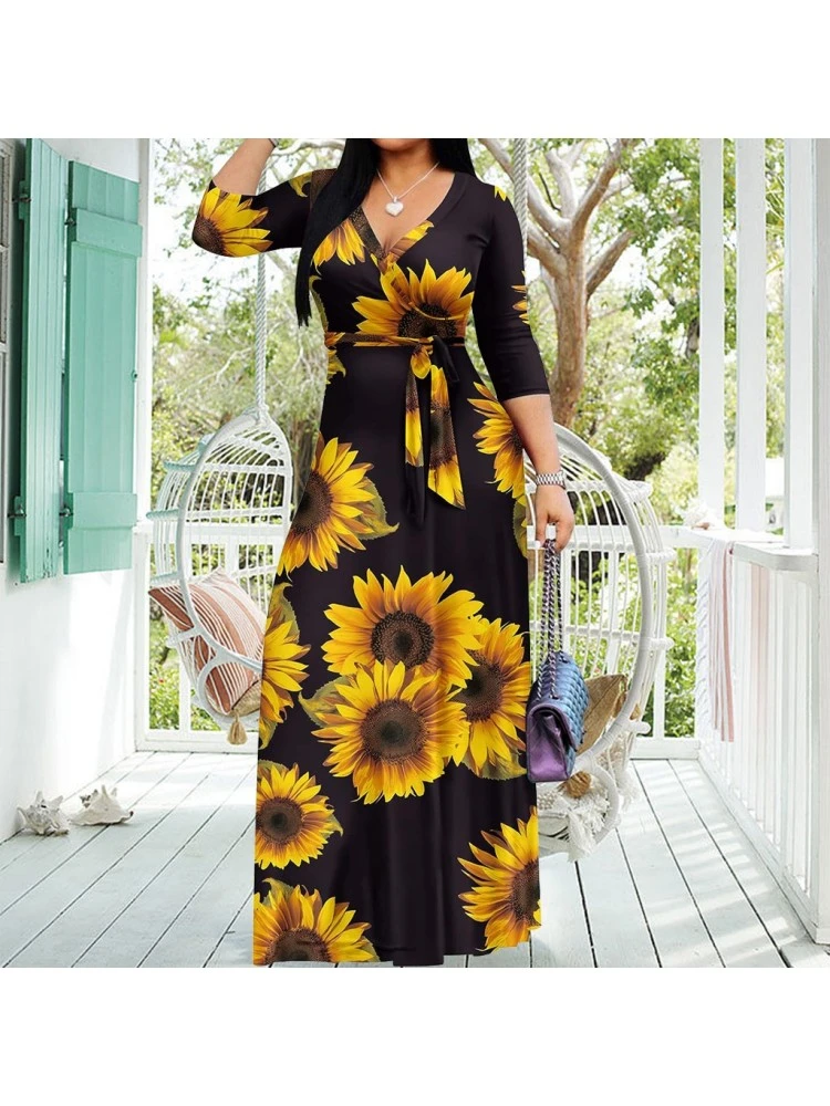 Floral Digital Printing V Neck Dress 4 Floral Digital Printing V Neck Dress - Image 2