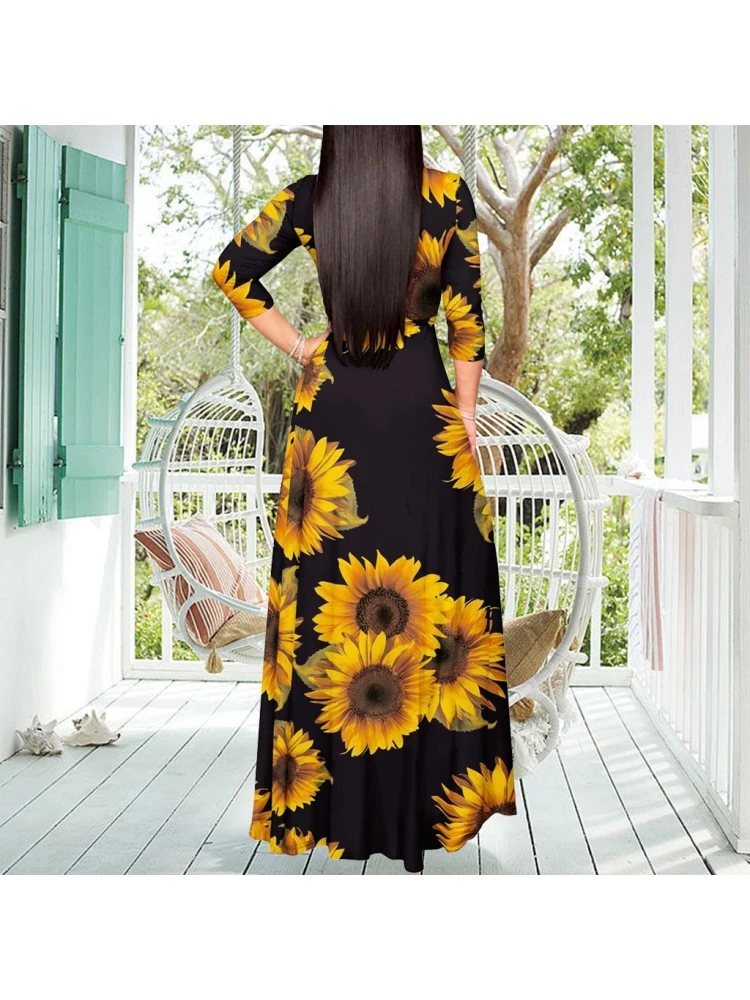 Floral Digital Printing V Neck Dress 5 Floral Digital Printing V Neck Dress - Image 3