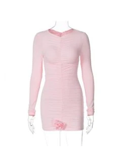 Flower Long Sleeve Fitted Dress -BreezeWear Store P 20231005110002182 244
