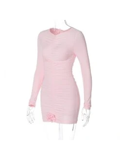 Flower Long Sleeve Fitted Dress -BreezeWear Store P 20231005110004687 150