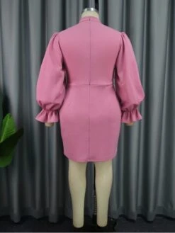 Stereo Flower Patchwork Lantern Sleeve Midi Dress 14 Stereo Flower Patchwork Lantern Sleeve Midi Dress -BreezeWear Store P 20231102182717927 433