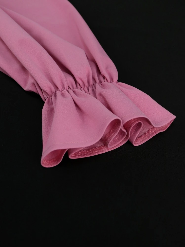 Stereo Flower Patchwork Lantern Sleeve Midi Dress 10 Stereo Flower Patchwork Lantern Sleeve Midi Dress - Image 8