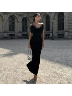 BreezeWear Store 5 Patchwork Straight Across Mermaid Backless Maxi Dress