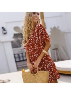 Irregular High Rise Loose Short Sleeve Dress -BreezeWear Store P 20231204123617332 464