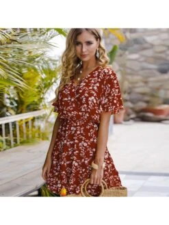 Irregular High Rise Loose Short Sleeve Dress -BreezeWear Store P 20231204123619819 939