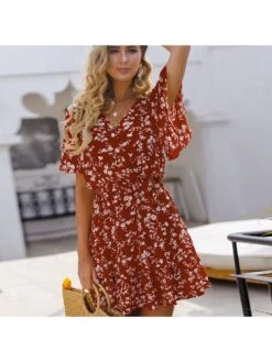 Irregular High Rise Loose Short Sleeve Dress -BreezeWear Store P 20231204123625729 772