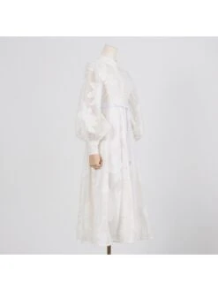 Lace Up Embroidery Lantern Sleeve Maxi Dresses -BreezeWear Store P 20231214135931433 832