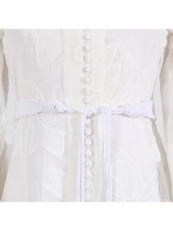 Lace Up Embroidery Lantern Sleeve Maxi Dresses -BreezeWear Store P 20231214135933930 682