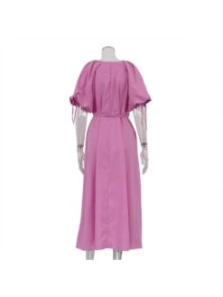 Patchwork Puff Sleeve Loose Short Sleeve Dresses -BreezeWear Store P 20231214175231170 311