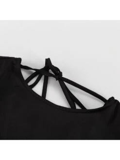 Patchwork Lace Up Backless Long Sleeve Dresses -BreezeWear Store P 20231215143333476 588