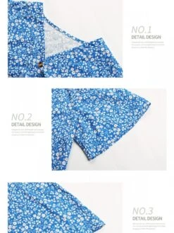 Disty Floral Printing V Neck A-line Mini Dress -BreezeWear Store P 20231218113002931 686