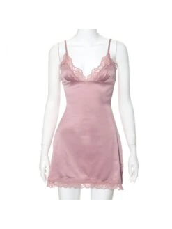 Lace Patchwork Low Cut Backless Mini Dress -BreezeWear Store P 20231218183355003 712