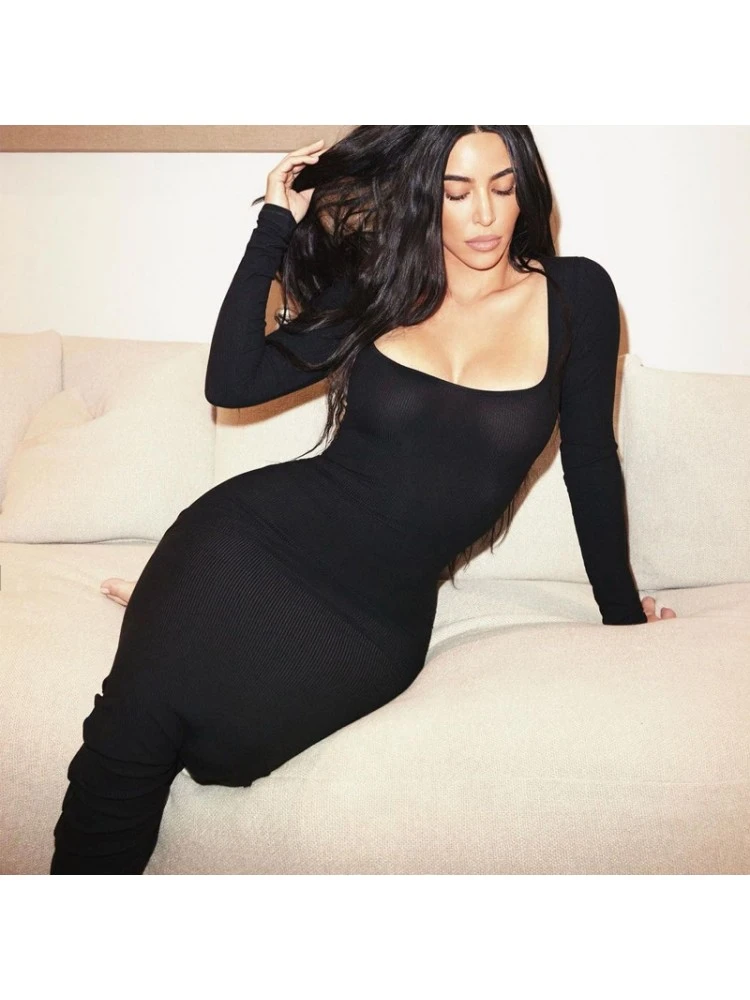 Fall Square Neck Bodycon Long Sleeve Dress 4 Fall Square Neck Bodycon Long Sleeve Dress - Image 2