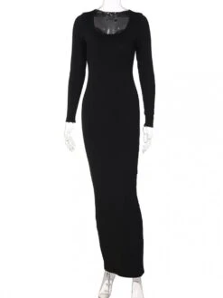 Fall Square Neck Bodycon Long Sleeve Dress 13 Fall Square Neck Bodycon Long Sleeve Dress -BreezeWear Store P 20231219124754003 307