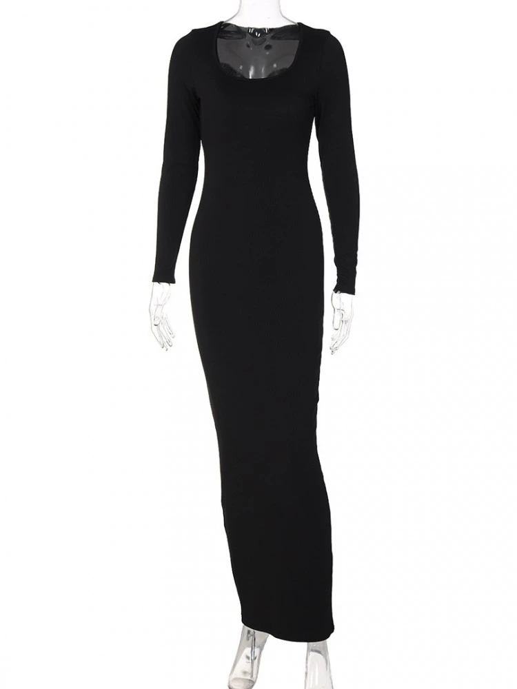 Fall Square Neck Bodycon Long Sleeve Dress 6 Fall Square Neck Bodycon Long Sleeve Dress - Image 4