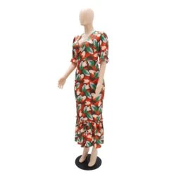 Disty Floral Printing Slit Short Sleeve Dress 14 Disty Floral Printing Slit Short Sleeve Dress -BreezeWear Store P 20231226100316738 193