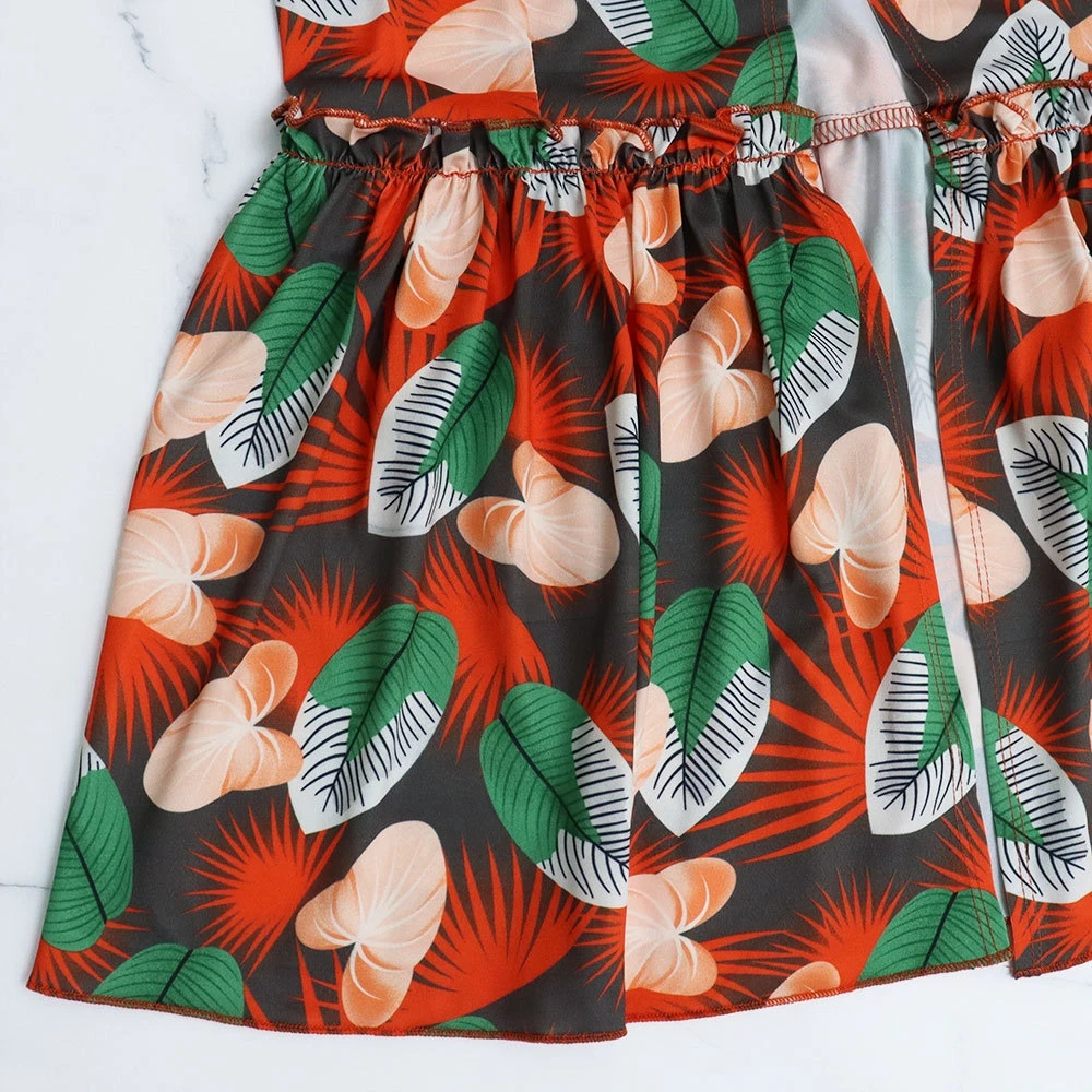 Disty Floral Printing Slit Short Sleeve Dress 10 Disty Floral Printing Slit Short Sleeve Dress - Image 8