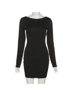 Ruched Patchwork High Rise Long Sleeve Dresses -BreezeWear Store P 20231226173256929 770