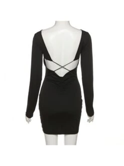 Ruched Patchwork High Rise Long Sleeve Dresses -BreezeWear Store P 20231226173301951 974