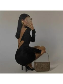 Ruched Patchwork High Rise Long Sleeve Dresses -BreezeWear Store P 20231226173306741 232